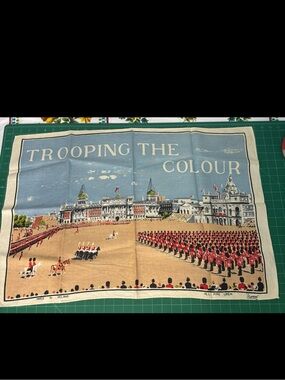 Vintage Lamont Trooping the Colour Linen Decorative Tea Towel Made in Ireland